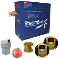 Thumbnail for SteamSpa Royal 7.5 KW QuickStart Acu-Steam Bath Generator Package in Polished Gold Steam Generators SteamSpa 