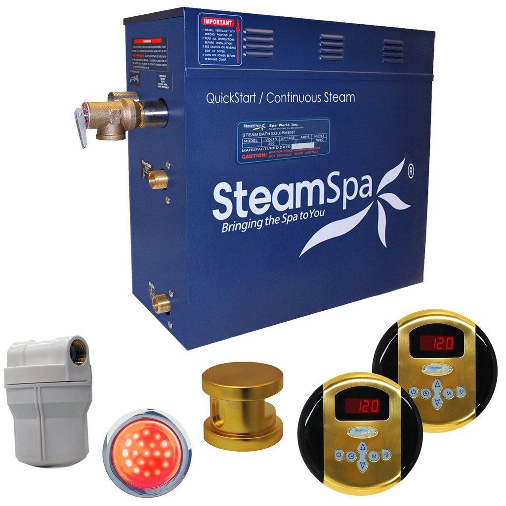 SteamSpa RY450GD Royal 4.5 KW QuickStart Acu-Steam Bath Generator Package in Polished Gold Steam Generators SteamSpa 