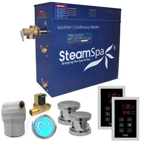 SteamSpa Royal 12 KW QuickStart Acu-Steam Bath Generator Package with Built-in Auto Drain in Polished Chrome Steam Generators SteamSpa 