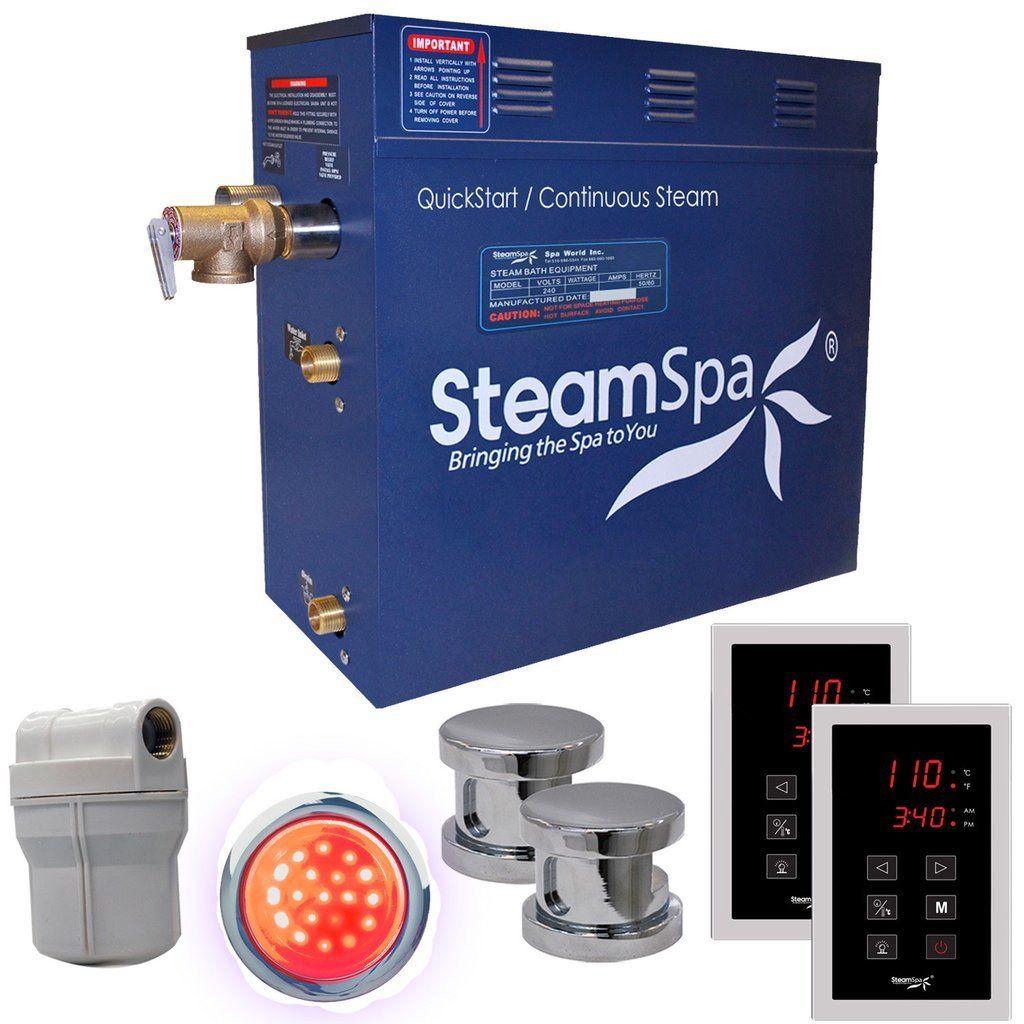 SteamSpa Royal 12 KW QuickStart Acu-Steam Bath Generator Package in Polished Chrome Steam Generators SteamSpa 