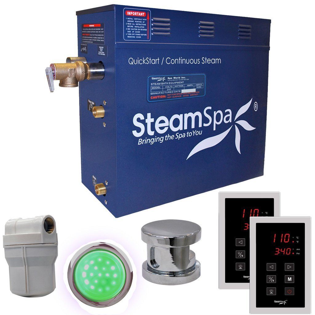SteamSpa Royal 9 KW QuickStart Acu-Steam Bath Generator Package in Polished Chrome Steam Generators SteamSpa 