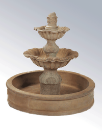 Thumbnail for Regina Two Tier Pond Cast Stone Outdoor Garden Fountains Fountain Tuscan 