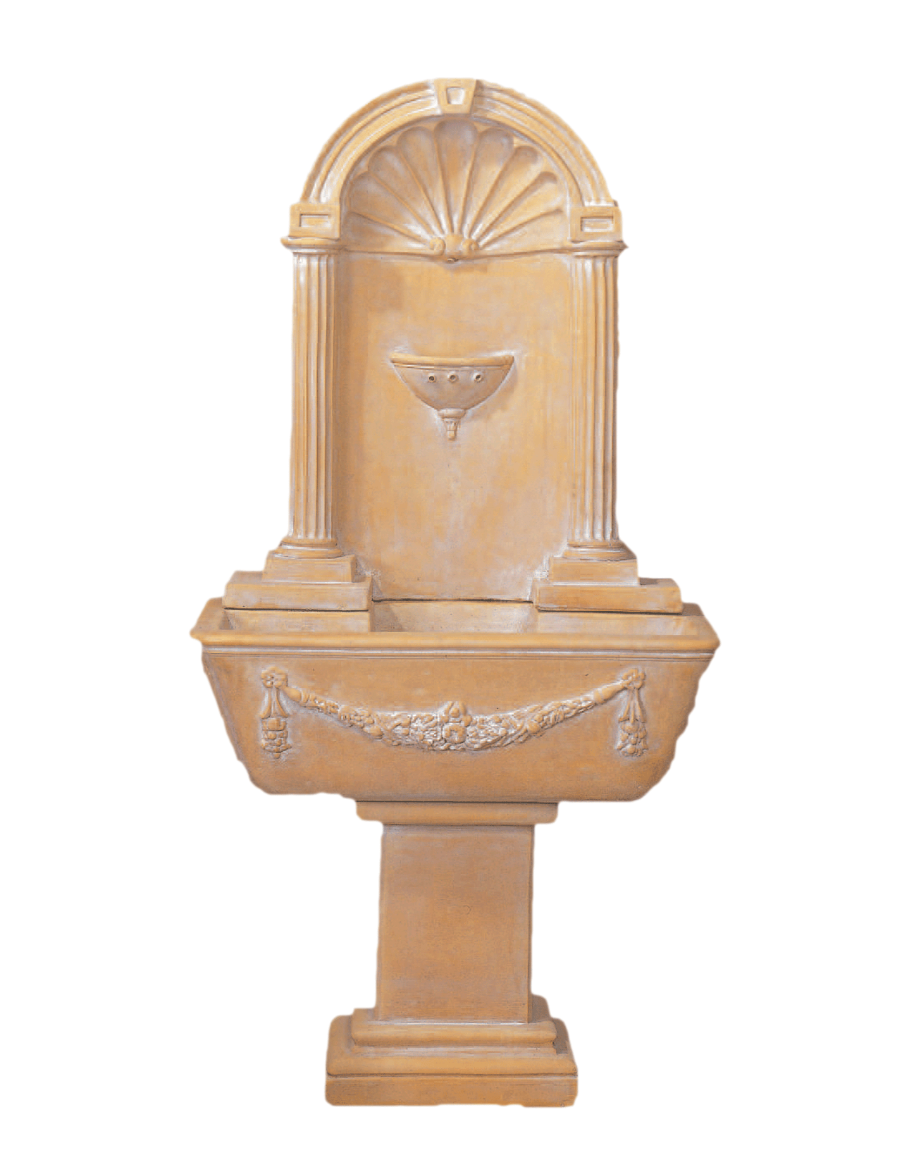 Renaissance Wall Cast Stone Outdoor Garden Fountains With Spout Fountain Tuscan 