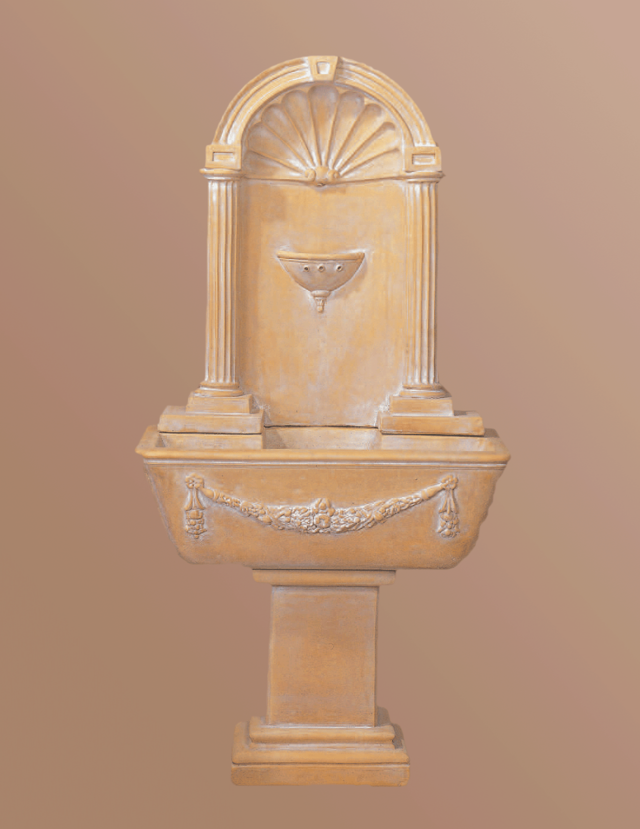 Renaissance Wall Cast Stone Outdoor Garden Fountains With Spout Fountain Tuscan 
