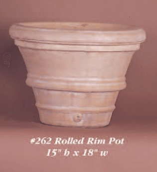 Rolled Rim Pot Cast Stone Outdoor Garden Planter Planter Tuscan 