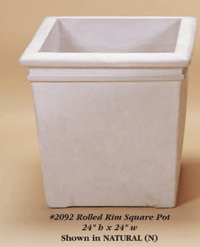 Thumbnail for Rolled Rim Square Pot Cast Stone Outdoor Garden Planter Planter Tuscan 