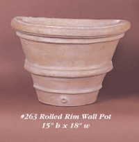 Thumbnail for Rolled Rim Wall Pot Cast Stone Outdoor Garden Planter Planter Tuscan 