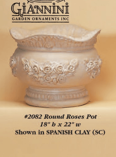 Round Roses Pot Cast Stone Outdoor Garden Planter Planter Tuscan 