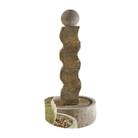 Thumbnail for Rustic Wave Outdoor Cast Stone Garden Fountain With Ball Fountain Tuscan 