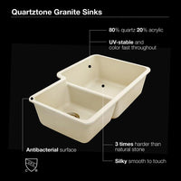 Thumbnail for Houzer CLOUD Quartztone Series Granite Undermount 70/30 Double Bowl Kitchen Sink, White Kitchen Sink - Undermount Houzer 
