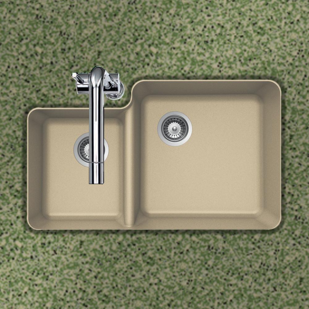 Houzer SAND Quartztone Series Granite Undermount 70/30 Double Bowl Kitchen Sink, Sand Kitchen Sink - Undermount Houzer 