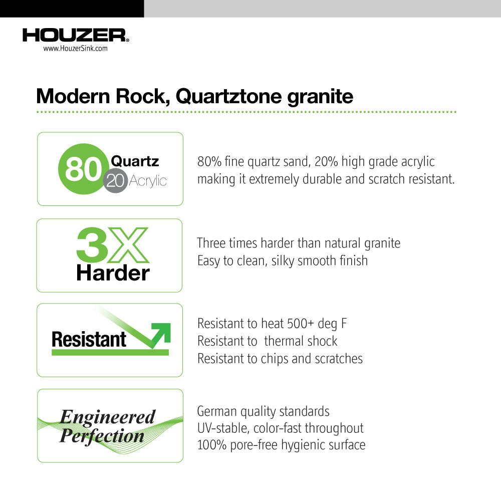 Houzer SAND Quartztone Series Granite Undermount 70/30 Double Bowl Kitchen Sink, Sand Kitchen Sink - Undermount Houzer 