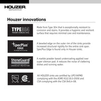 Thumbnail for Houzer Hospitality Series Topmount Stainless Steel Round Bar/Prep Sink Bar Sink - Topmount Houzer 