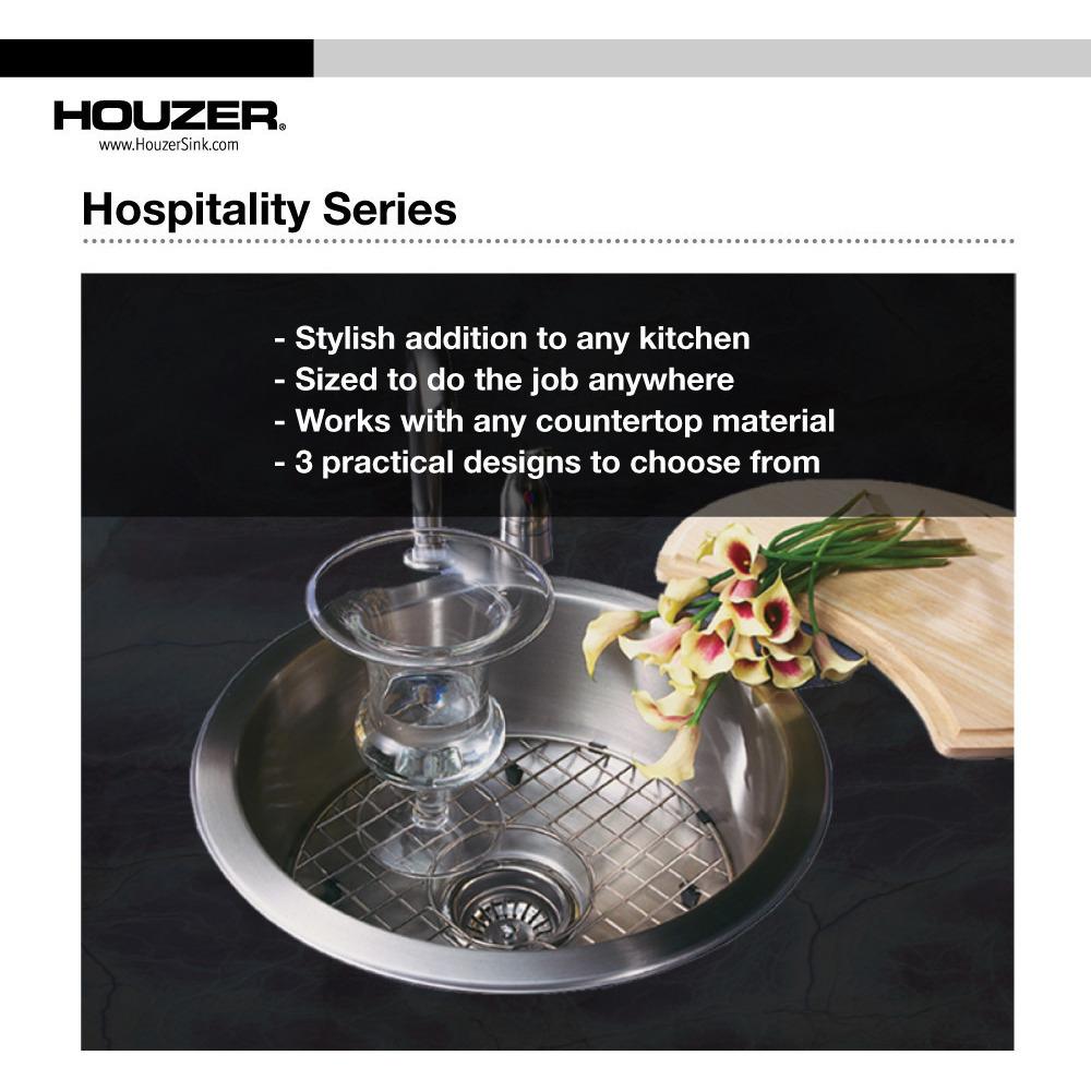 Houzer Hospitality Series Topmount Stainless Steel Round Bar/Prep Sink Bar Sink - Topmount Houzer 