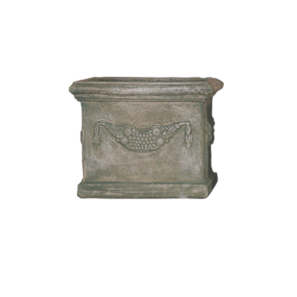 Square Garland Pot Cast Stone Outdoor Planter Tuscan Natural (N) Small 