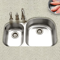 Thumbnail for Houzer Eston Series Undermount Stainless Steel 70/30 Double Bowl Kitchen Sink, Small Bowl Left, 18 Gauge Kitchen Sink - Undermount Houzer 