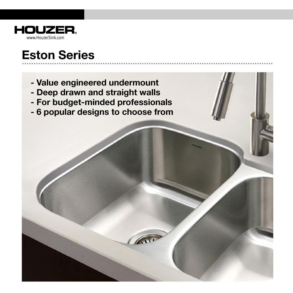 Houzer Eston Series Undermount Stainless Steel 70/30 Double Bowl Kitchen Sink, Small Bowl Right, 18 Gauge Kitchen Sink - Undermount Houzer 