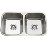 Thumbnail for Houzer Eston Series Undermount Stainless Steel 50/50 Double Bowl Kitchen Sink, 18 Gauge Kitchen Sink - Undermount Houzer 