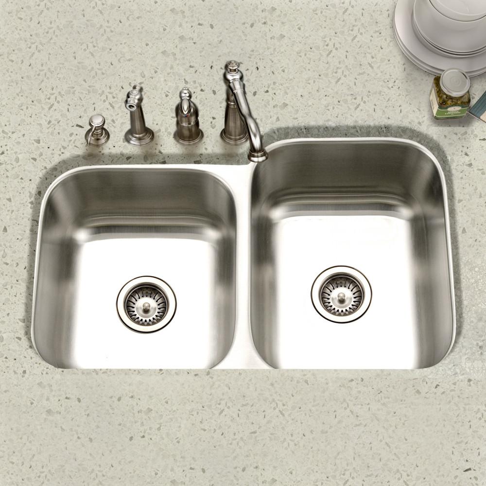 Houzer Eston Series Undermount Stainless Steel 60/40 Double Bowl Kitchen Sink 18 Gauge Kitchen Sink - Undermount Houzer 