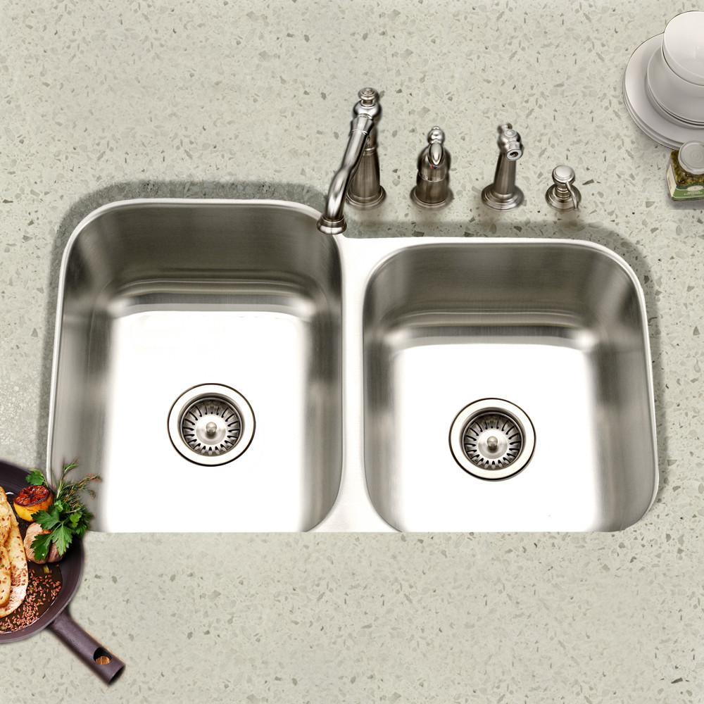 Houzer Eston Series Undermount Stainless Steel 60/40 Double Bowl Kitchen Sink,18 Gauge Kitchen Sink - Undermount Houzer 
