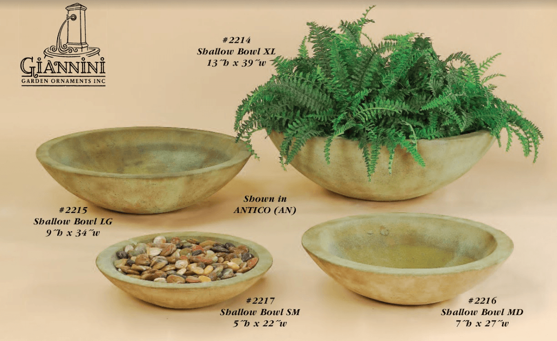 Shallow Bowl Cast Stone Outdoor Garden Planter Planter Tuscan 