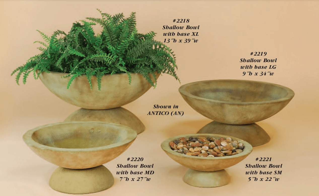 Shallow Bowl with Base Cast Stone Outdoor Garden Planter Planter Tuscan 