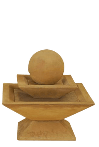 Thumbnail for Shallow Two Tier Tapered Square Outdoor Cast Stone Garden Fountain Fountain Tuscan 