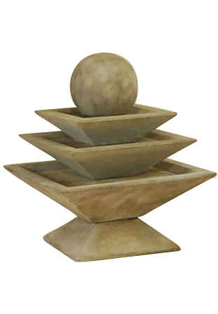 Shallow Three Tier Tapered Square Outdoor Cast Stone Garden Fountain Fountain Tuscan 