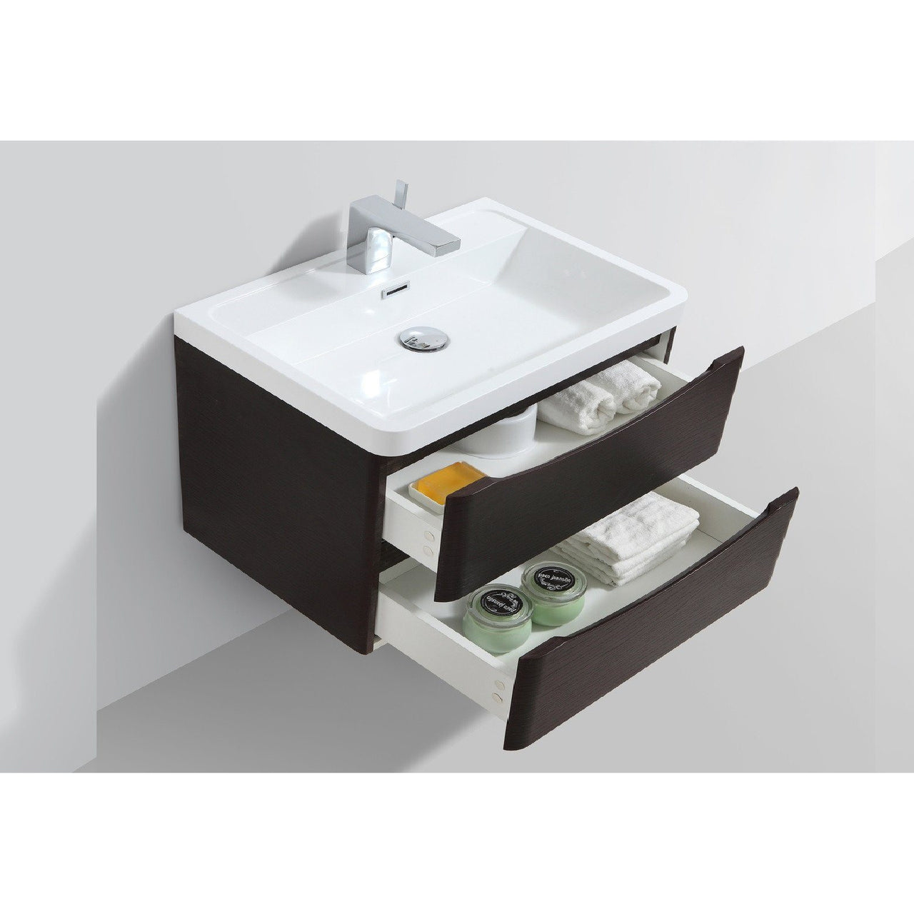 Eviva Smile® 30" Chest-nut Modern Vanity Set with Integrated White Acrylic Sink Vanity Eviva 