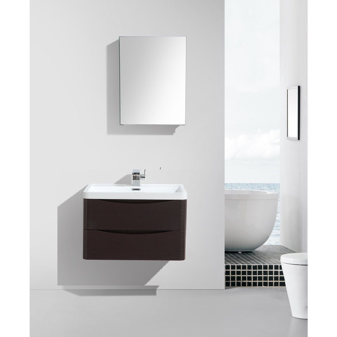 Eviva Smile® 30" Chest-nut Modern Vanity Set with Integrated White Acrylic Sink Vanity Eviva 