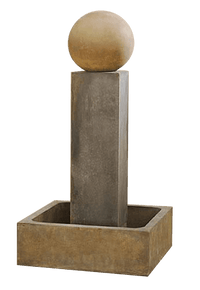 Thumbnail for Smooth Pilar Outdoor Cast Stone Garden Fountain Short With Ball Fountain Tuscan 