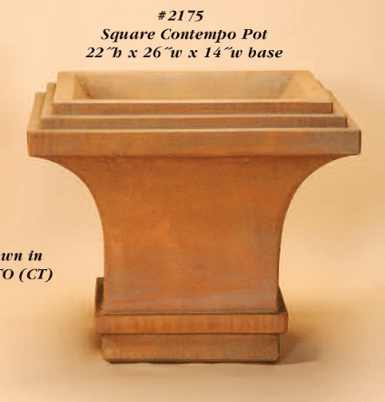 Square Contempo Pot Cast Stone Outdoor Garden Planter Planter Tuscan 