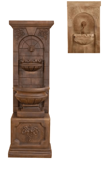 St. Helena Outdoor Cast Stone Garden Fountain W/ Base and For Spout Fountain Tuscan 