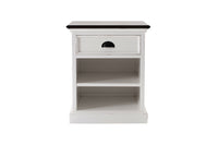 Thumbnail for Bedside Table with Shelves Bedside Table NovaSolo White Distress & Deep Brown Color 