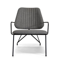 Thumbnail for Taylor Modern Lounge Arm Chair with Matte Black Steel Legs (Leather Back & Upholstered Seat) Dining Chair Gingko Grey 