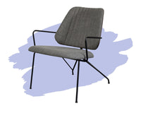 Thumbnail for Taylor Modern Lounge Arm Chair with Matte Black Steel Legs (Leather Back & Upholstered Seat) Dining Chair Gingko 