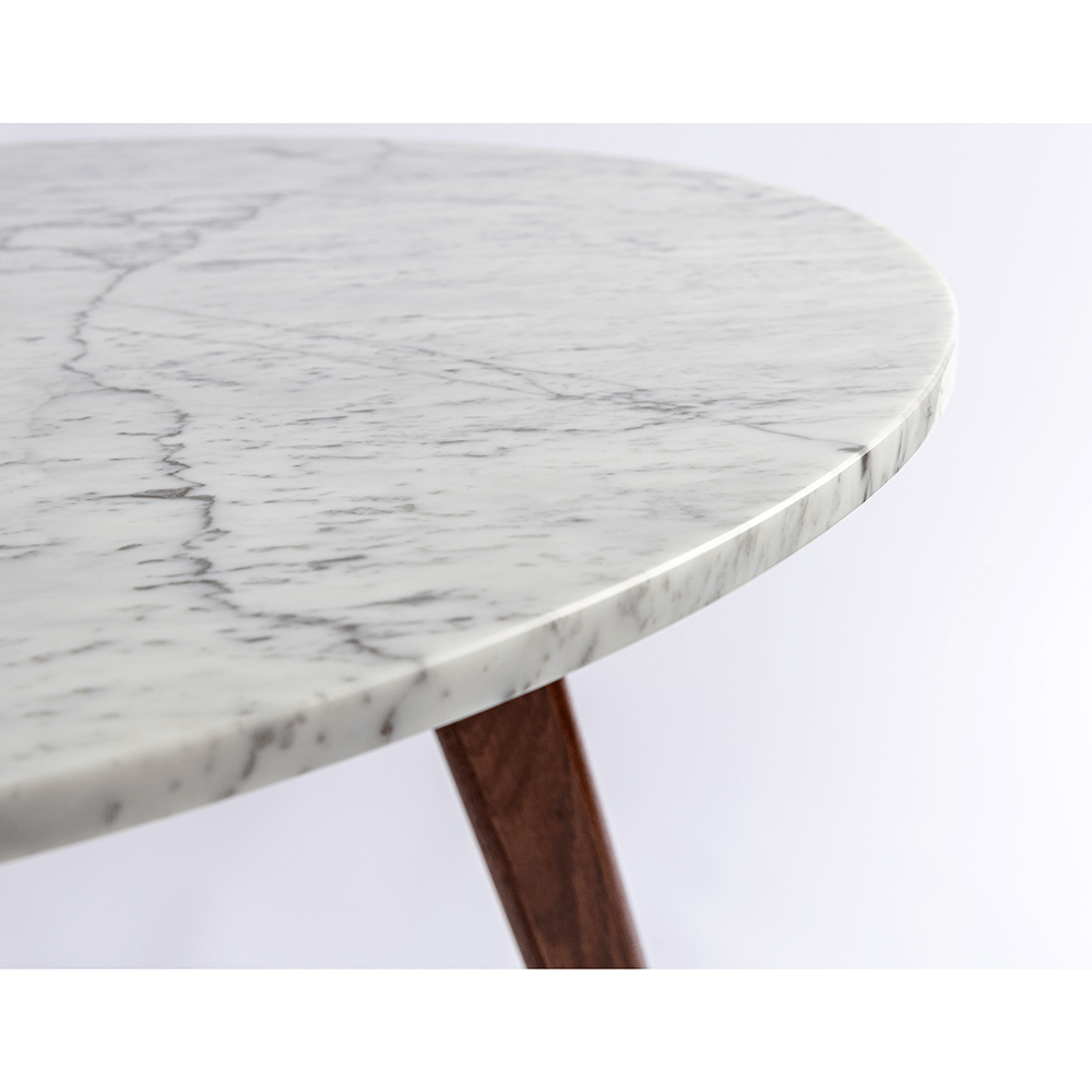 Avella 31" Round Italian Carrara White Marble Dining Table with Legs Dining Table The Bianco Collection 