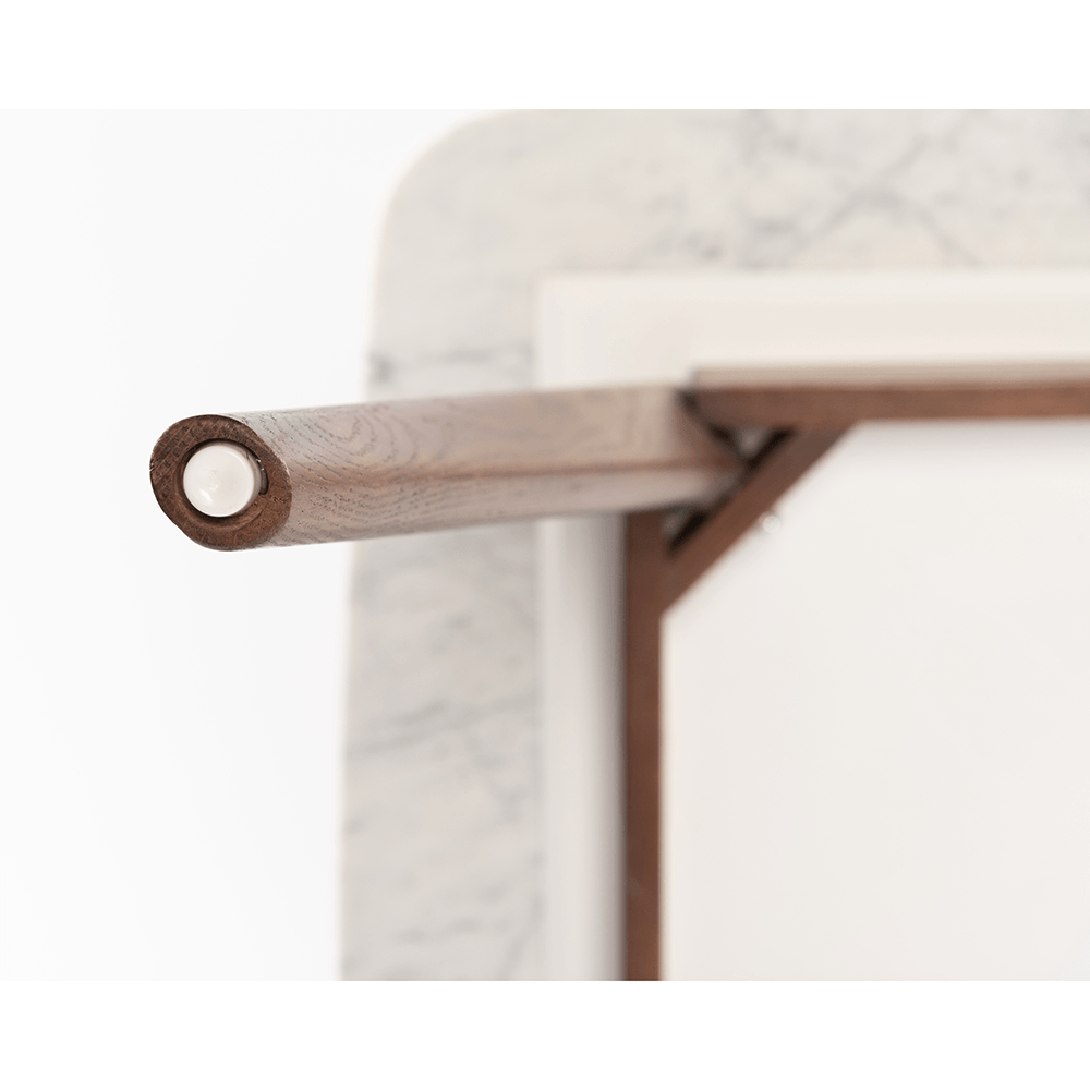 Senna 39" Square Italian Carrara White Marble Dining Table with Walnut Legs Dinning Table The Bianco Collection 