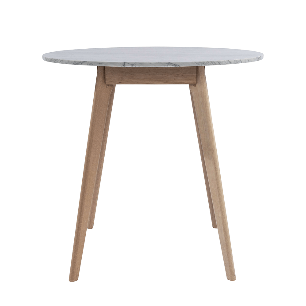 Avella 31" Round Italian Carrara White Marble Dining Table with Legs Dining Table The Bianco Collection Oak 