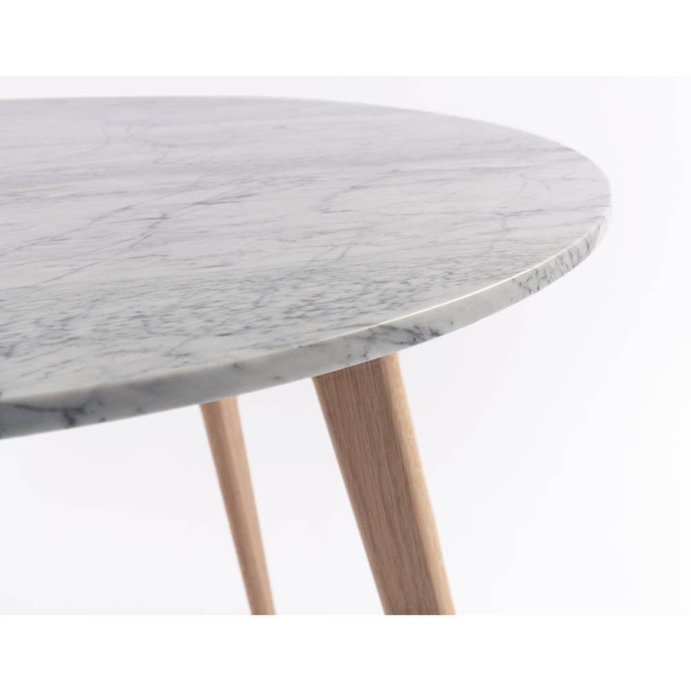 Avella 31" Round Italian Carrara White Marble Dining Table with Legs Dining Table The Bianco Collection 