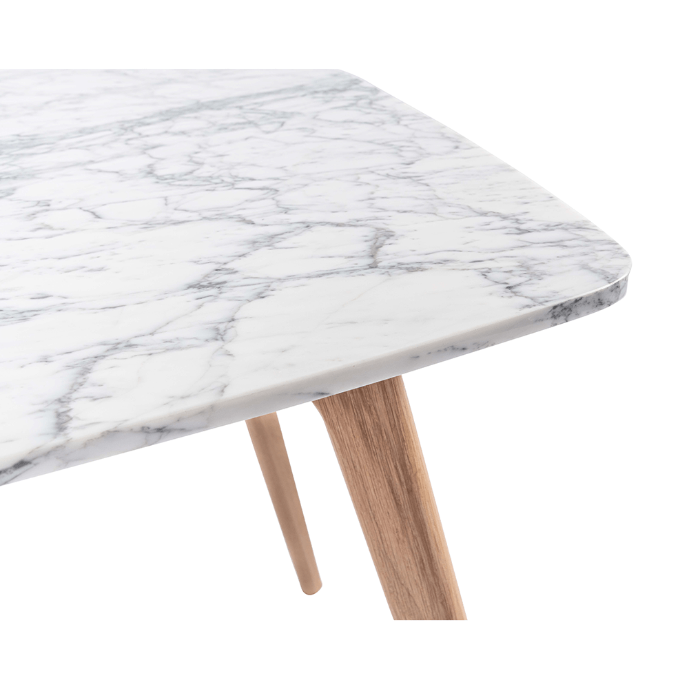 Senna 31" Square Italian Carrara White Marble Dining Table with Legs Dining Table The Bianco Collection 
