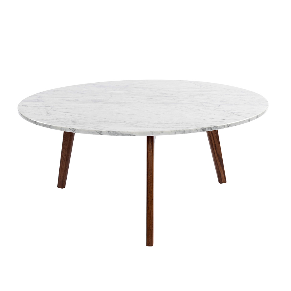 Stella 31" Round Italian Carrara White Marble Coffee Table with Legs Coffee Table The Bianco Collection 