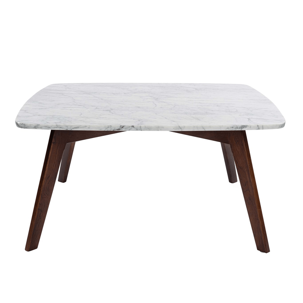 Vezzana 31" Square Italian Carrara White Marble Table with Legs Coffee Table The Bianco Collection 