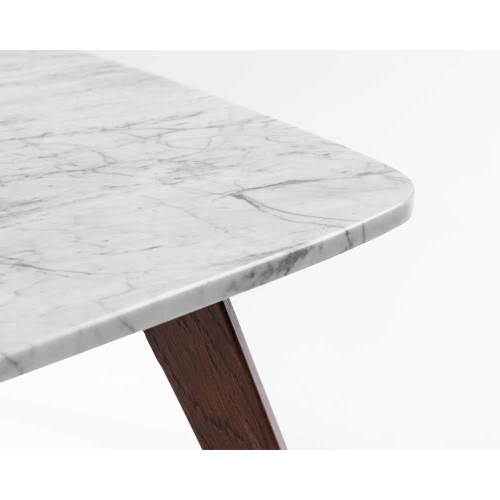 Vezzana 31" Square Italian Carrara White Marble Table with Legs Coffee Table The Bianco Collection 