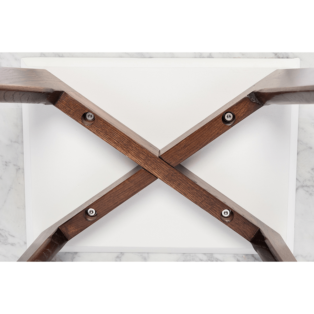 Vezzana 31" Square Italian Carrara White Marble Table with Legs Coffee Table The Bianco Collection 