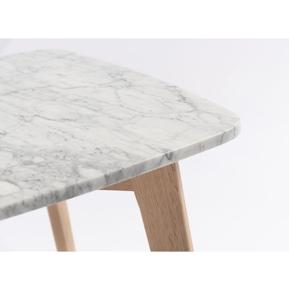 Faura 18" x 43.5" Rectangular Italian Carrara White Marble Table with Legs Coffee Table The Bianco Collection 