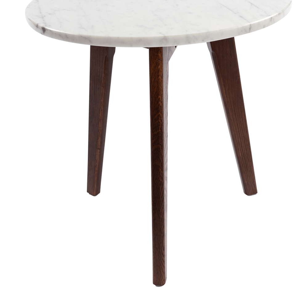 Cherie 15" Round Italian Carrara White Marble Table with Legs End Table The Bianco Collection 