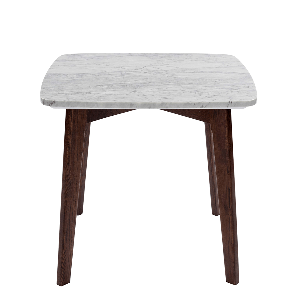 Gavia 19.5" Square Italian Carrara White Marble Side Table with Legs End table The Bianco Collection 