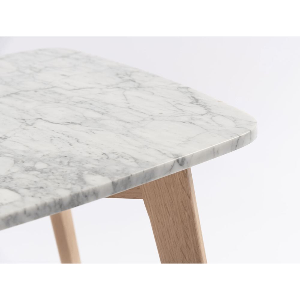 Cima 12" x 21" Rectangular Italian Carrara White Marble Table with Legs End Table The Bianco Collection 