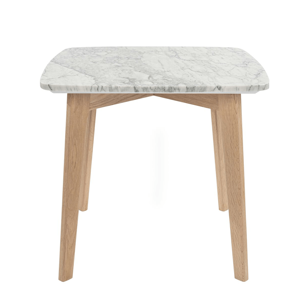 Gavia 19.5" Square Italian Carrara White Marble Side Table with Legs End table The Bianco Collection 